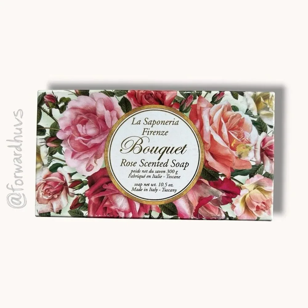 La Saponeria Firenze Rose Scented Luxury Soap – 10.5oz – Italian Artisan Bar